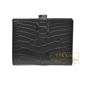 GX@xARpNgmN[@\[ubN@ubN@NR_C@AQ[^[}bg@ubNHERMES@Bearn compact Monochrome@So-black@Black@Matt alligator@crocodile skin@Bl