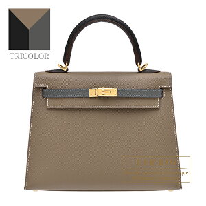 �G�����X�@�P���[�g���R���[��25/�O�D���@�G�g�D�[�v/�A���h���[�Y/�u���b�N�@���H�[�G�v�\���@�S�[���h����@HERMES�@Kelly Tricolore bag 25�@Sellier�@Etoupe grey/Ardoise/Black�@Epsom leather�@Gold hardware