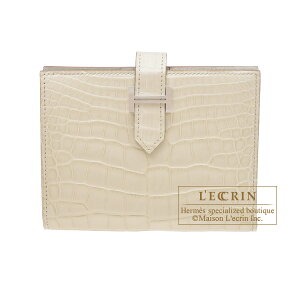GX@xARpNg@xg@NR_C@AQ[^[}bg@Vo[@HERMES@Bearn compact wallet@Beton@Matt alligator@crocodile skin@Silver hardware