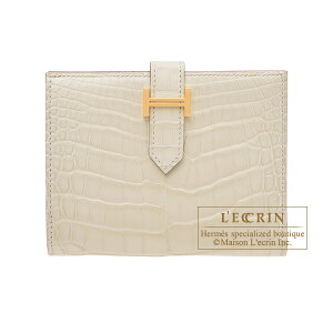 GX@xARpNg@xg@NR_C@AQ[^[}bg@S[h@HERMES@Bearn compact wallet@Beton@Matt alligator@crocodile skin@Gold hardware