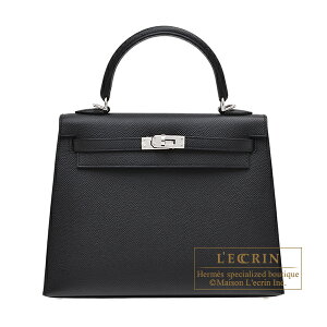 �G�����X�@�P���[25/�O�D���@�u���b�N�@���H�[�G�v�\���@�V���o�[����@HERMES�@Kelly bag 25�@Sellier�@Black�@Epsom leather�@Silver hardware