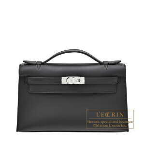 GX@|VFbgP[@ubN@XCtg@Vo[@HERMES@Kelly pochette@Black@Swift leather@Silver hardware