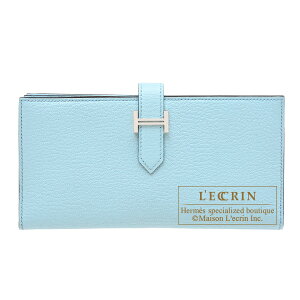 エルメス ベアンスフレ ブルーゼフィール シェブルミゾル シルバー金具 HERMES Bearn Soufflet Blue zephyr Chevre myzore goatskin Silver hardware