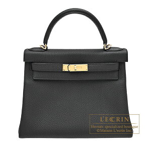 GX@P[28/D@ubN@gS@VpS[h@HERMES@Kelly bag 28@Retourne@Black@Togo leather@Champagne gold hardware