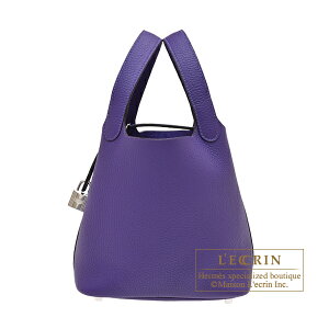 �G�����X�@�s�R�^�����b�N18/PM�@�p�[�v���@�g�������N���}���X�@�V���o�[����@HERMES�@Picotin Lock bag 18/PM�@Purple�@Clemence leather�@Silver hardware