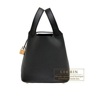 �G�����X�@�s�R�^�����b�N18/PM�@�u���b�N�@�g�������N���}���X�@�S�[���h����@HERMES�@Picotin Lock bag 18/PM�@Black�@Clemence leather�@Gold hardware