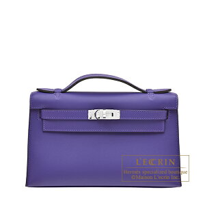 �G�����X�@�|�V�F�b�g�P���[�@�p�[�v���@�X�C�t�g�@�V���o�[����@HERMES�@Kelly pochette�@Purple�@Swift leather�@Silver hardware