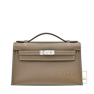 �G�����X�@�|�V�F�b�g�P���[�@�G�g�D�[�v�@�X�C�t�g�@�V���o�[����@HERMES�@Kelly pochette�@Etoupe grey�@Swift leather�@Silver hardware
