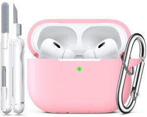 R-fun AirPods Pro ��2����/��1����P�[�X�J�o�[�A�N���[�j���O�L�b�g�ƃL�[�`�F�[���t���AApple AirPods Pro 2023/2022/2019�[�d�P�[�X�p���S�ی�V���R���P�[�X - �s���N