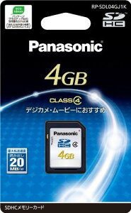 Panasonic 4GB SDHC�������[�J�[�h CLASS4 RP-SDL04GJ1K