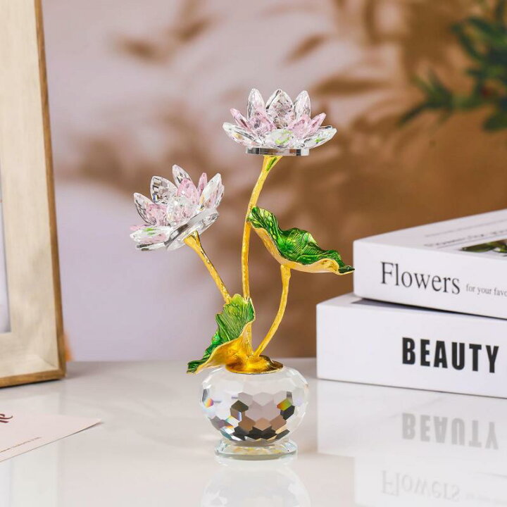 楽天市場】クリスタル 蓮の花 造花 置物 プレゼント : メゾンクローバー