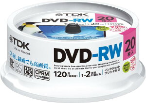 TDK �^��pDVD-RW �f�W�^�������^��Ή�(CPRM) 1-2�{�� �C���N�W�F�b�g�v�����^�Ή�(�z���C�g�E���C�h) 20���X�s���h�� DRW120DPWA20PU