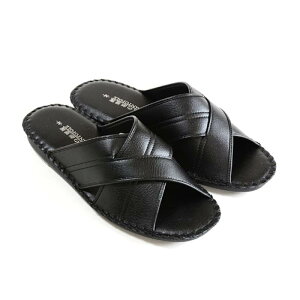 (Pansy) パンジー 紳士用 室内履きサンダル メンズ 男性用 コンフォート オフィスサンダル 前あき クロスタイプ おしゃれ 軽量 滑り止め 黒 仕事用 事務用 来客用 ビジネス M L LL 高級ルームシ