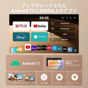 �v���W�F�N�^�[ ���^�yTOPTRO-3�N��Android TV ���ځ�400g���y�ʁz�Z�������e 22000LM�v���W�F�N�^�[�ƒ�p ���P�x �m1080P4K�Ή��EWIFI6Bluetooth5.4�n������`�␳ IOS/Androi
