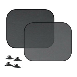 車用サンシェード サイド UVカット 車窓日よけ カーシェード 日除け 遮光 断熱 折りたたみ 吸盤 車内 簡単着脱 メッシュカーテン 軽自動車 コンパクト 44x36 cm 2枚セット 吸盤式