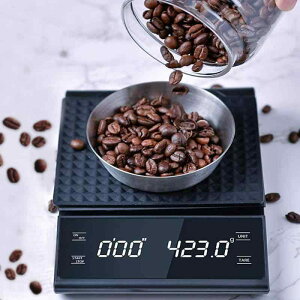 lanzoub デジタルスケール コーヒースケール タイマー付き 0.1g単位 3kg キッチンスケール コーヒー タイマー機能付き 電子天秤 はかり 計量器 精密 お菓子作り ケーキ パン作り 防水 英語説明