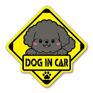 SignStore gCv[h̕WXebJ[ Dog in Car 13.5cm×13.5cm F rj[ { character_18_TP_Dog
