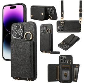 iPhone15 ケース iPhone15Pro ケース iPhone14 ケース iPhone14Pro iPhone13 iPhoneSE ケース 手帳型 ストラップ ショルダー 高級 スマホケース 耐衝撃 おしゃれ レザー 革 背面 手帳型