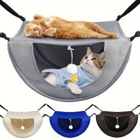 【無料送料】通気性のあるメッシュ吊り下げペットベッド、猫ハンモック、調整可能、屋内使用に適しており、猫のための快適な居住空間を提供します