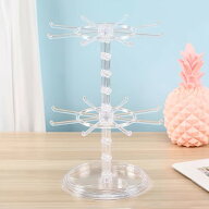 【送料無料】1pc 2層 3層 回転式 16フック収納ラック キーホルダーディスプレイラック用 調整可能な 底面…
