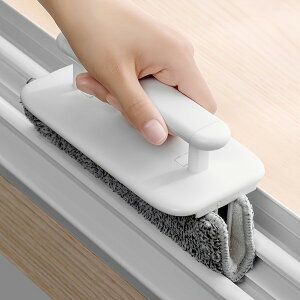 【送料無料】窓溝掃除ブラシセット4点、ハンドルと3枚のマイクロファイバークロス付き - 家庭リビングルーム用イージーグライドスクイージー - 電気不要 - 効率的な引き戸トラック&クリ