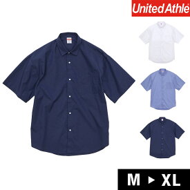 シャツ メンズ 半袖 無地 襟 綿100 カジュアル 3色 M - XL United Athle ユナイテッドアスレ ブロード ルーズフィット ショートスリーブ シャツ ボタンダウン シンプル おしゃれ 機能性 送料無料