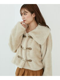 【SALE／25%OFF】ビット付きフワフワショートコート MAJESTIC LEGON マジェスティックレゴン ジャケット・アウター その他のジャケット・アウター ホワイト ベージュ ブラウン【RBA_E】【送料無料】[Rakuten Fashion]