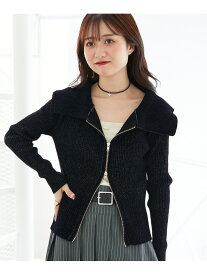 キラキラモールダブルジップニット MAJESTIC LEGON マジェスティックレゴン トップス ニット ピンク ホワイト ブラック【送料無料】[Rakuten Fashion]