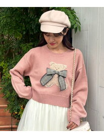 【SALE／36%OFF】リボン付きくまちゃんニット MAJESTIC LEGON マジェスティックレゴン トップス ニット ネイビー レッド ピンク ホワイト【RBA_E】【送料無料】[Rakuten Fashion]