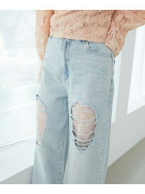 【SALE／40%OFF】キラキラレースダメージデニム MAJESTIC LEGON マジェスティックレゴン パンツ ジーンズ・デニムパンツ ブルー グレー【RBA_E】【送料無料】[Rakuten Fashion]