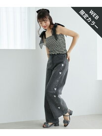 【SALE／10%OFF】リボンビジューデニムパンツ MAJESTIC LEGON マジェスティックレゴン パンツ ジーンズ・デニムパンツ ブルー グレー ピンク【RBA_E】【送料無料】[Rakuten Fashion]