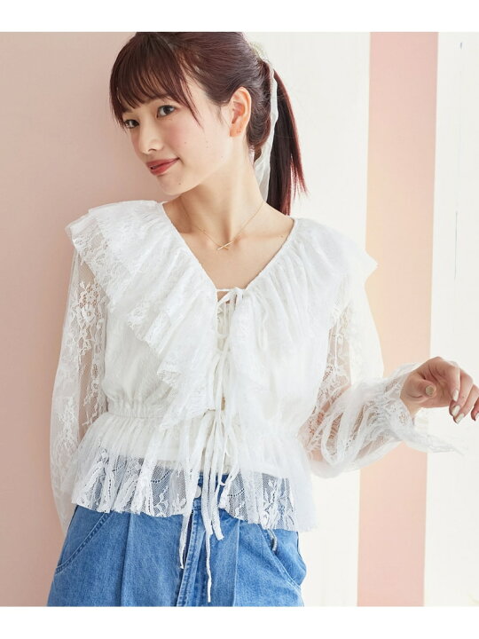楽天市場】【SALE／64%OFF】フロントリボンレースブラウス MAJESTIC 