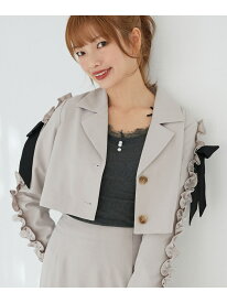 【SALE／50%OFF】ブローチセットホイップフリルジャケット MAJESTIC LEGON マジェスティックレゴン ジャケット・アウター その他のジャケット・アウター ブラウン グレー ホワイト【RBA_E】【送料無料】[Rakuten Fashion]