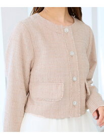 【SALE／30%OFF】ツイードフリンジジャケット MAJESTIC LEGON マジェスティックレゴン ジャケット・アウター その他のジャケット・アウター ホワイト ブラック ピンク【RBA_E】【送料無料】[Rakuten Fashion]