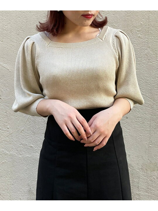 楽天市場 キラキラパフスリーブニット Majestic Legon マジェスティックレゴン ニット 5ー9分袖ニット ホワイト ベージュ ブラウン Rakuten Fashion Majestic Legon マジェスティック