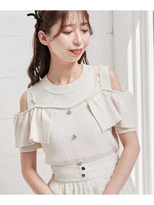 楽天市場】【SALE／30%OFF】パールストラップ肩あきニット MAJESTIC 