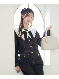【SALE／40%OFF】フリルカラー&ブローチセットGジャン MAJESTIC LEGON マジェスティックレゴン ジャケット・アウター デニムジャケット ブルー ブラック【RBA_E】【送料無料】[Rakuten Fashion]