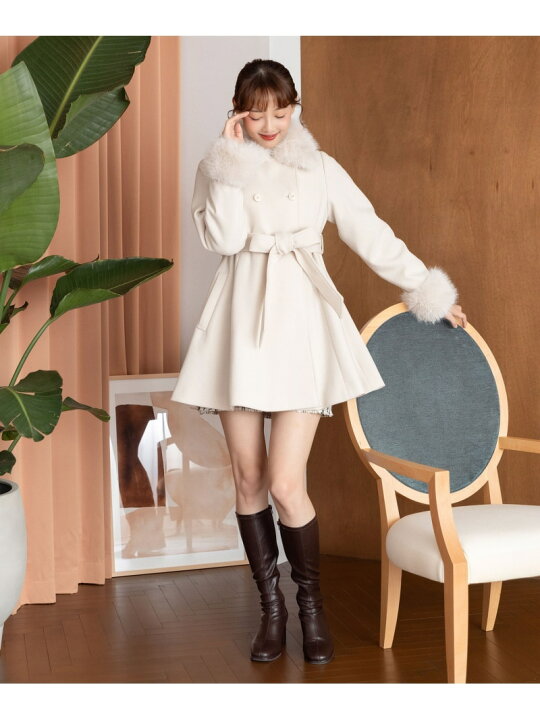 楽天市場】【SALE／53%OFF】2wayフェイクファーカラーフレアコート 