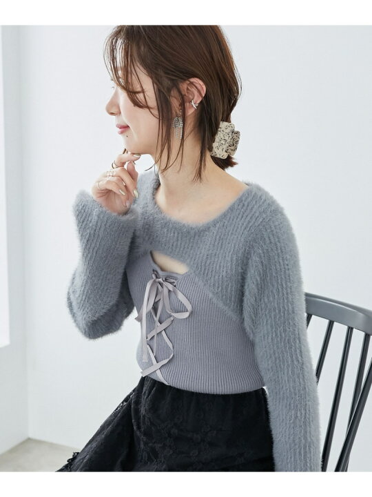 楽天市場】【SALE／25%OFF】デコルテオープンレースアップニット 