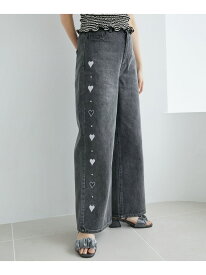 リボンビジューデニムパンツ MAJESTIC LEGON マジェスティックレゴン パンツ ジーンズ・デニムパンツ グレー ピンク ブルー ネイビー【送料無料】[Rakuten Fashion]