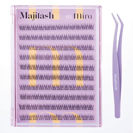 Majilash のり不要 貼るまつげ つけまつげ ツイーザーセット 選べる3タイプ Mira Emma Lily まつエク風 アイラッシュ 束感 透明軸