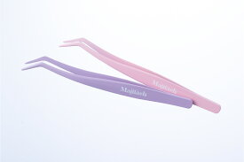 Majilash 専用ツイーザー つけまつげ用 ピンセット 選べる2色 ピンク パープル アイラッシュ装着ツール 初心者 ステンレス