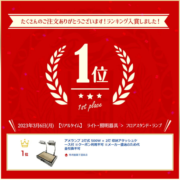 楽天市場】アメランプ 2灯式 500W × 2灯 収納アタッシュケース付 
