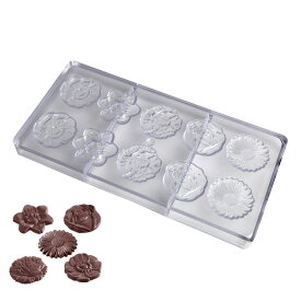 チョコレートワールド チョコ型 花 5種×2個付 [1048] | バレンタイン ポリカーボネート