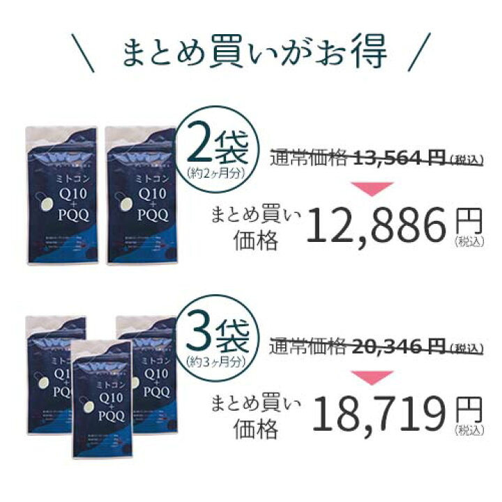 楽天市場】ミトコンドリア サプリ ミトコン Q10＋PQQ サプリメント(2袋 