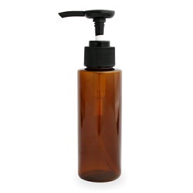 プッシュポンプボトル100ml(ブラウン)オイル対応容器 マッサージオイル容器、美容オイル等幅広く使用でき、小分けに便利。(プラスチック容器/オイル用空瓶 プラスチック製-PET/空ボトル/プッシュポンプ)