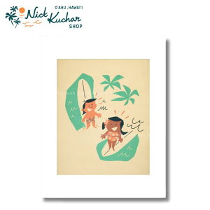 ニックカッチャー アートプリント "Dawn Patrol Kids" 28.0×35.5cm【Nick Kuchar nickkuchar ハワイ ハワイアンアート 絵 インテリア ハワイアン雑貨 ハワイアン アーティスト 】