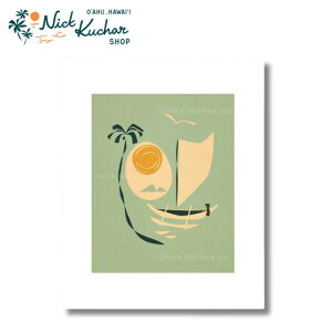 ニックカッチャー アートプリント "Hurley×Nick Kuchar -Outrigger-" 28.0×35.5cm【Nick Kuchar nickkuchar ハワイ ハワイアンアート 絵 インテリア ハワイアン雑貨 ハワイアン アーティスト 】