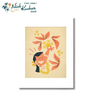ニックカッチャー アートプリント "Plumeria Picking" 28.0×35.5cm【Nick Kuchar nickkuchar ハワイ ハワイアンアート 絵 インテリア ハワイアン雑貨 ハワイアン アーティスト 】