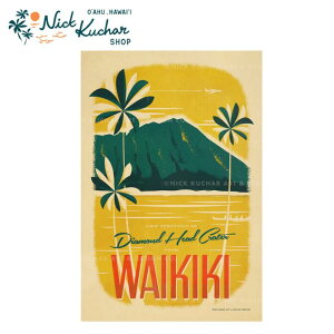 ニックカッチャー ハワイトラベルプリント Diamond Head Crater【Nick Kuchar nickkuchar ハワイ  ハワイアンアート ハワイアン雑貨 ポスター 絵画 絵 ハワイ アーティスト ダイアモンドヘッド ワイキ